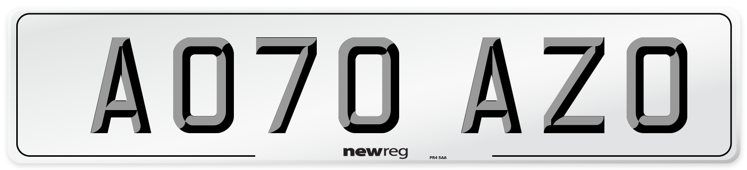 AO70 AZO Number Plate from New Reg